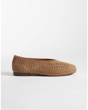SEQWL Wide Fit Woven Ballet Flats - White