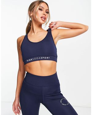 Pink Soda Sports Harper Medium Support Polyester Sports Bra - Blue