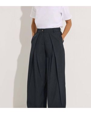 PixieGirl Petite Pleated Wide Leg Trousers - Blue