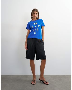 TOPSHOP Satin Longline Bermuda Shorts - Blue