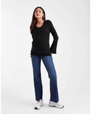Mama.licious Mamalicious Maternity Flared Jeans With Soft Over The Bump Band - Blue