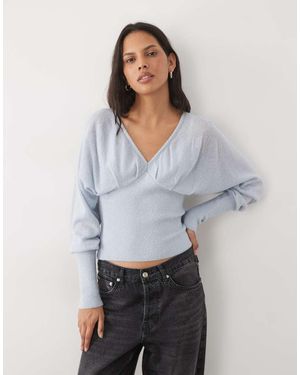 Cotton On Faux-Feather V-Hals Gebreide Top - Wit