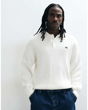 Lacoste Maglione Polo A Trecce Color Crema - Bianco