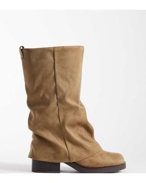 ASOS Botas De Caña Holgada Plegada Carrie De Curve-Neutro