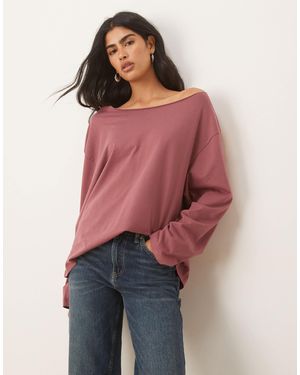 ASOS Off The Shoulder Long Sleeve Tee - Red