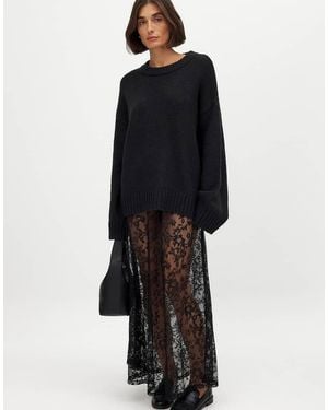 NA-KD Lace Maxi Skirt - Blue