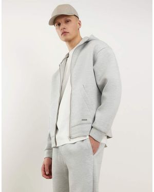 River Island Premium Oversized Zip Through Hoodie - Grey
