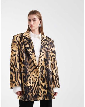 ASOS Satin Longline Oversized Blazer - Metallic