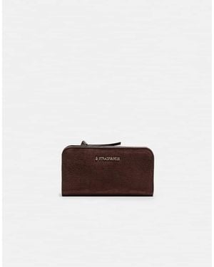 Stradivarius Long Embossed Zip-pull Wallet - Brown