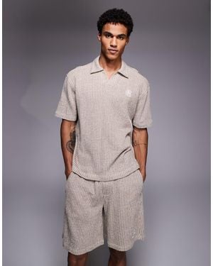 Good For Nothing Co-Ord Knitted Boxy Polo - Grey