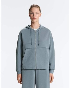 Oysho Ribbed Zip-Up Sweatshirt With Soft-Touch Modal - Blue