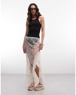 Noisy May Tiered Lace Midaxi Skirt - White