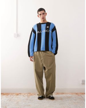 Collusion – gestreifter fußball-pullover aus strick - Blau