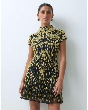 ASOS Vestito Corto Impreziosito Con Maniche Ad Aletta - Verde
