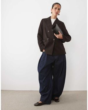 New Look Co-Ord Blazer Oversize A Righe Sottili Scuro - Nero
