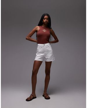 ARKET Pantalones Cortos Vaqueros Blancos Rígidos De Talle Medio Con Cinco Bolsillos De Sarga De - Gris