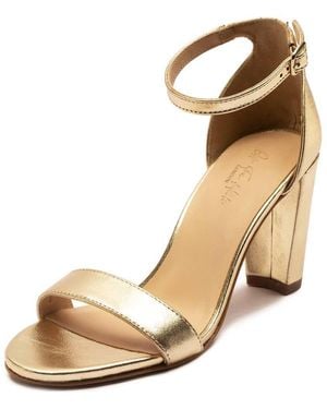 OFF THE HOOK 'Mayfair' Block High Heeled Leather Sandals - Natural