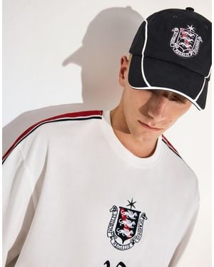 Bershka Embroidered Cap - White