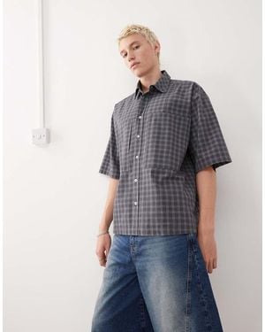 Collusion Check Shirt Short Sleeve - Blue