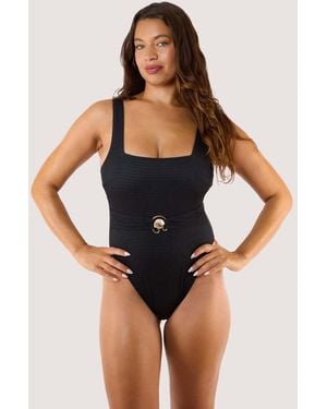 Playful Promises Peek & Beau Onyx Textured Swimsuit - Blue