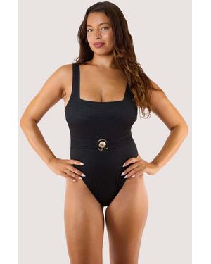 Playful Promises Peek & Beau Onyx Textured Swimsuit - Blue