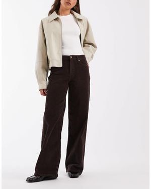 ONLY Hope pantalon en velours côtelé taille haute à jambes larges foncé - Blanc