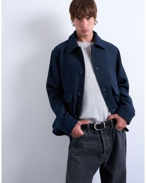 TOPMAN Wool Blend Shacket - Blue
