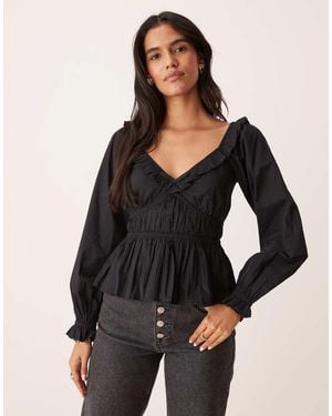 Nobody's Child taggie Milkmaid Blouse - Black