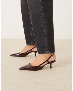 Mango Zapatos Destalonados Con Tacón Bajo Y Puntera Fina De Cuero Sintético De - Negro