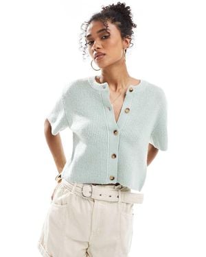 Brave Soul Short Sleeve Cardigan - Blue