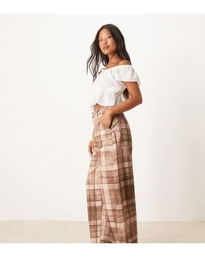 ASOS Asos Design Petite Laundered Barrel Trousers - Natural