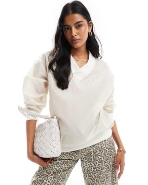 Nike Windrunner Woven Long Sleeve Crew Neck Top - White