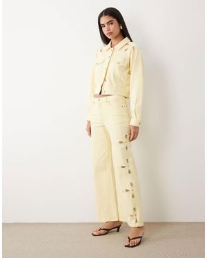 GOOD AMERICAN Good Waist Palazzo Wide Leg Jeans With Cut Outs - Natural