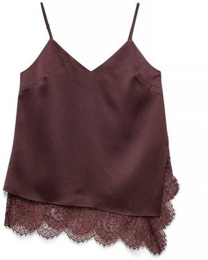 NA-KD Slit Detail Lace Singlet - Purple