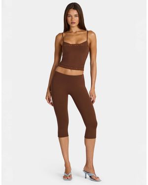 Oh Polly Ensemble 2 pièces en modal taille basse coupe capri couleur chocolat - Marron