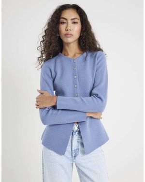 River Island Knitted Button Up Cardigan - Blue