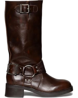 Steve Madden Boneta Pull On Harness Knee Boots - Brown