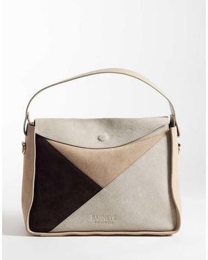 Barneys Originals Geometric Suede Cross Body Bag - Brown