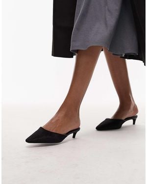 Tommy Hilfiger Pony Hair Kitten Heel Mules - Gray