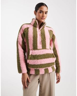 Threadbare Polaire confort à rayures et col zippé - /vert - Rose