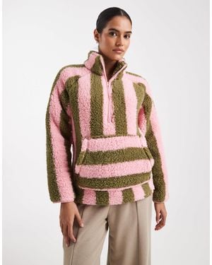 Threadbare Quarter Zip Lounge Fleece - Pink