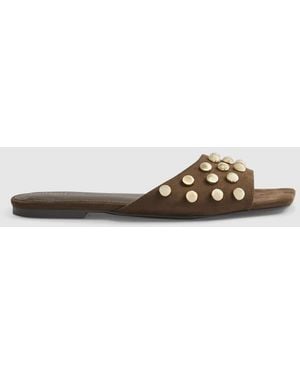 River Island Stud Flat Sandals - White