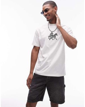 TOPMAN Oversized T-Shirt Met Geborduurde Zebra - Wit