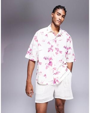 ASOS Oversized Shirt With Floral Print - White