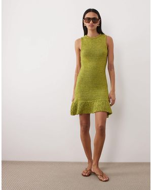 ASOS Tape Yarn Dress With Frill Hem - Green