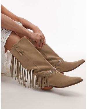 Bronx – kendra – kniehohe westernstiefel aus wildleder - Braun