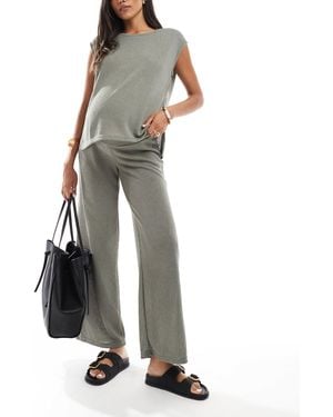 Mama.licious Mamalicious Maternity Knitted Wide Leg Trouser Co-ord - White