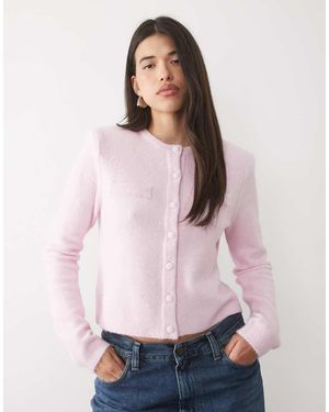 ASOS Cárdigan De Corte Cuadrado Estructurado Con Hombreras En - Rosa