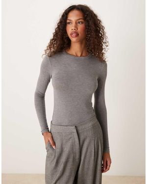 Mango Top A Maniche Lunghe Slim Fit - Grigio