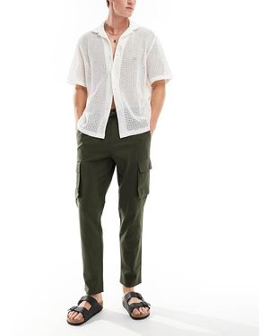 Only & Sons Linen Mix Tapered Fit Cargo - Green